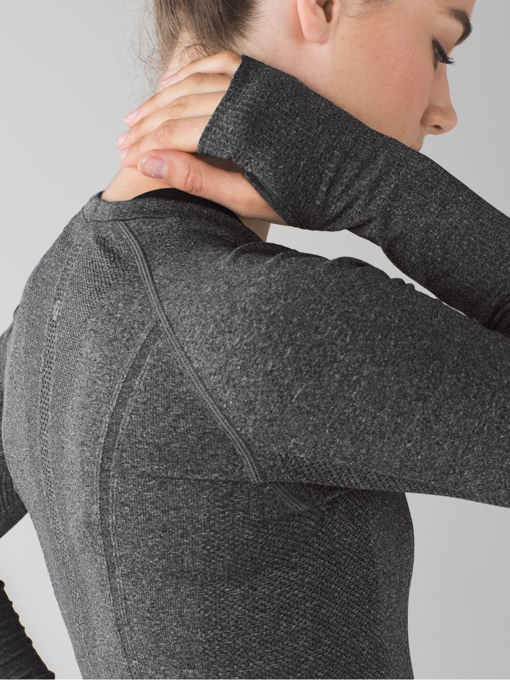 Lululemon Swiftly Tech Long Sleeve Crew Heathered Black Size 10